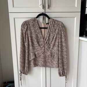 Women’s Workwear Blouse with V-neck and Side Ties